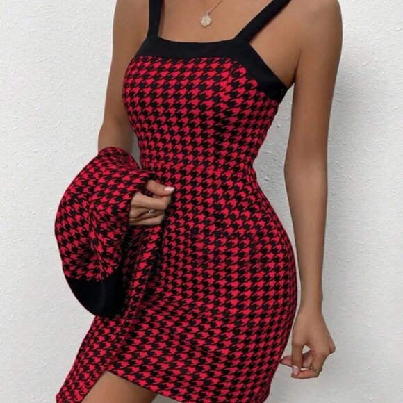 NWT Houndstooth Pattern Dress Set with Matching Long Sleeve Large NWT - Picture 5 of 11